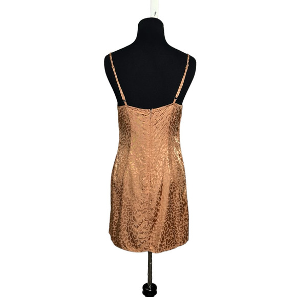 Urban Outfitters copper brown animal print mini dress size 8P - Picture 2 of 9